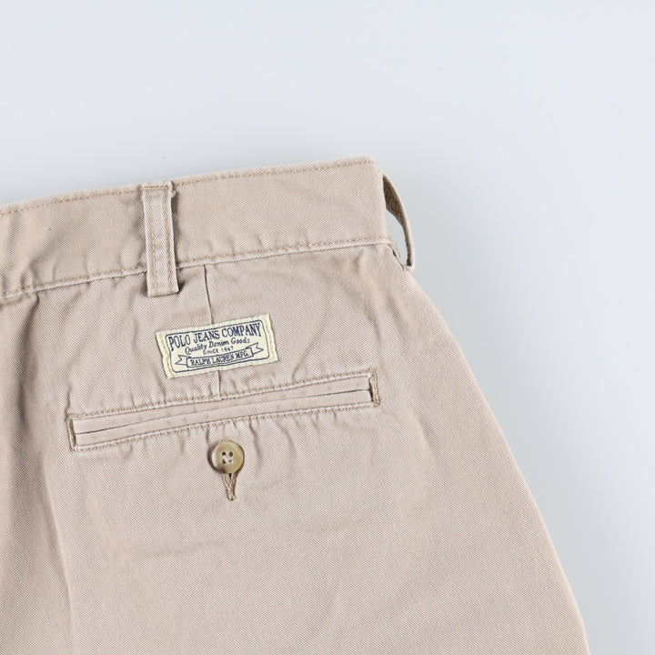 Ralph Lauren POLO JEANS COMPANY Two-Pleat Chino Shorts, Men's Size W34 (approx.) cotton Beige type Vintage Second Hand