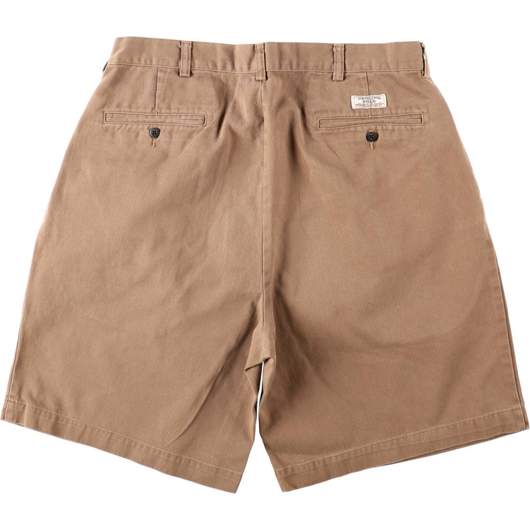 Ralph Lauren POLO by Ralph Lauren TYLER SHORT Two-Pleat Chino Shorts, Men's Size W34 (approx.) cotton brown type Vintage Second Hand