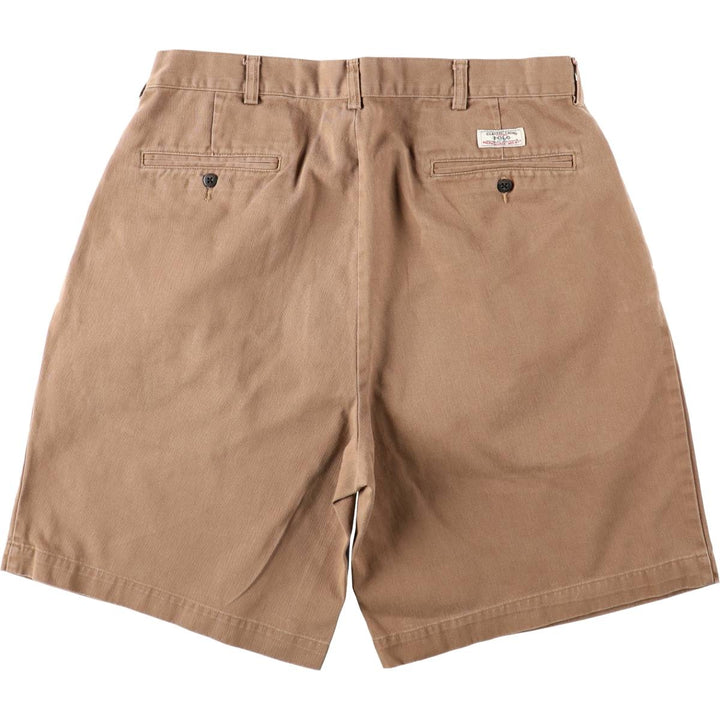Ralph Lauren POLO by Ralph Lauren TYLER SHORT Two-Pleat Chino Shorts, Men's Size W34 (approx.) cotton brown type Vintage Second Hand