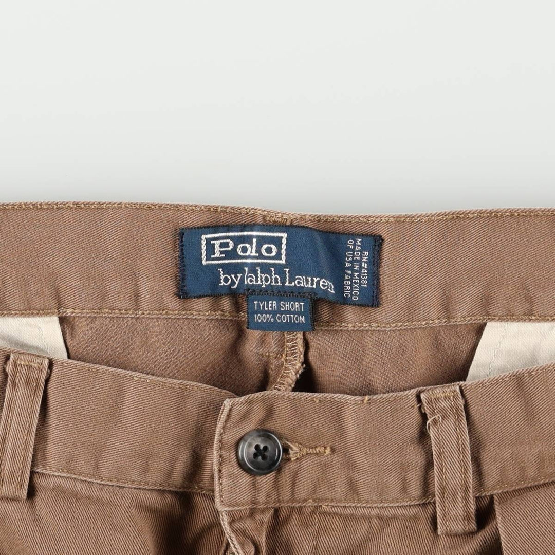 Ralph Lauren POLO by Ralph Lauren TYLER SHORT Two-Pleat Chino Shorts, Men's Size W34 (approx.) cotton brown type Vintage Second Hand
