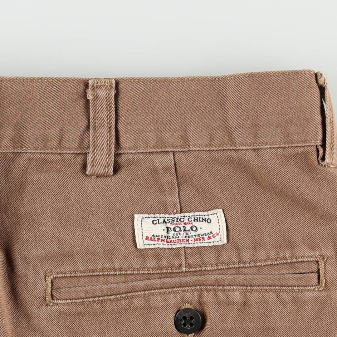 Ralph Lauren POLO by Ralph Lauren TYLER SHORT Two-Pleat Chino Shorts, Men's Size W34 (approx.) cotton brown type Vintage Second Hand