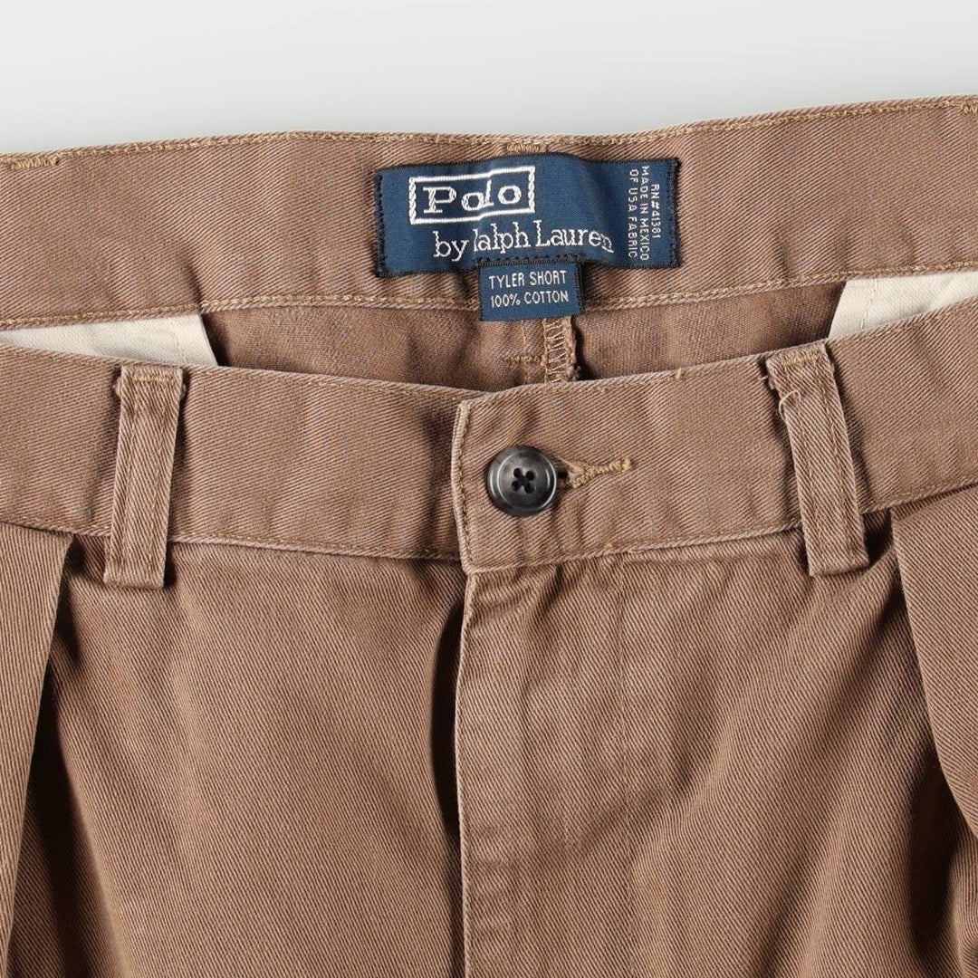 Ralph Lauren POLO by Ralph Lauren TYLER SHORT Two-Pleat Chino Shorts, Men's Size W34 (approx.) cotton brown type Vintage Second Hand