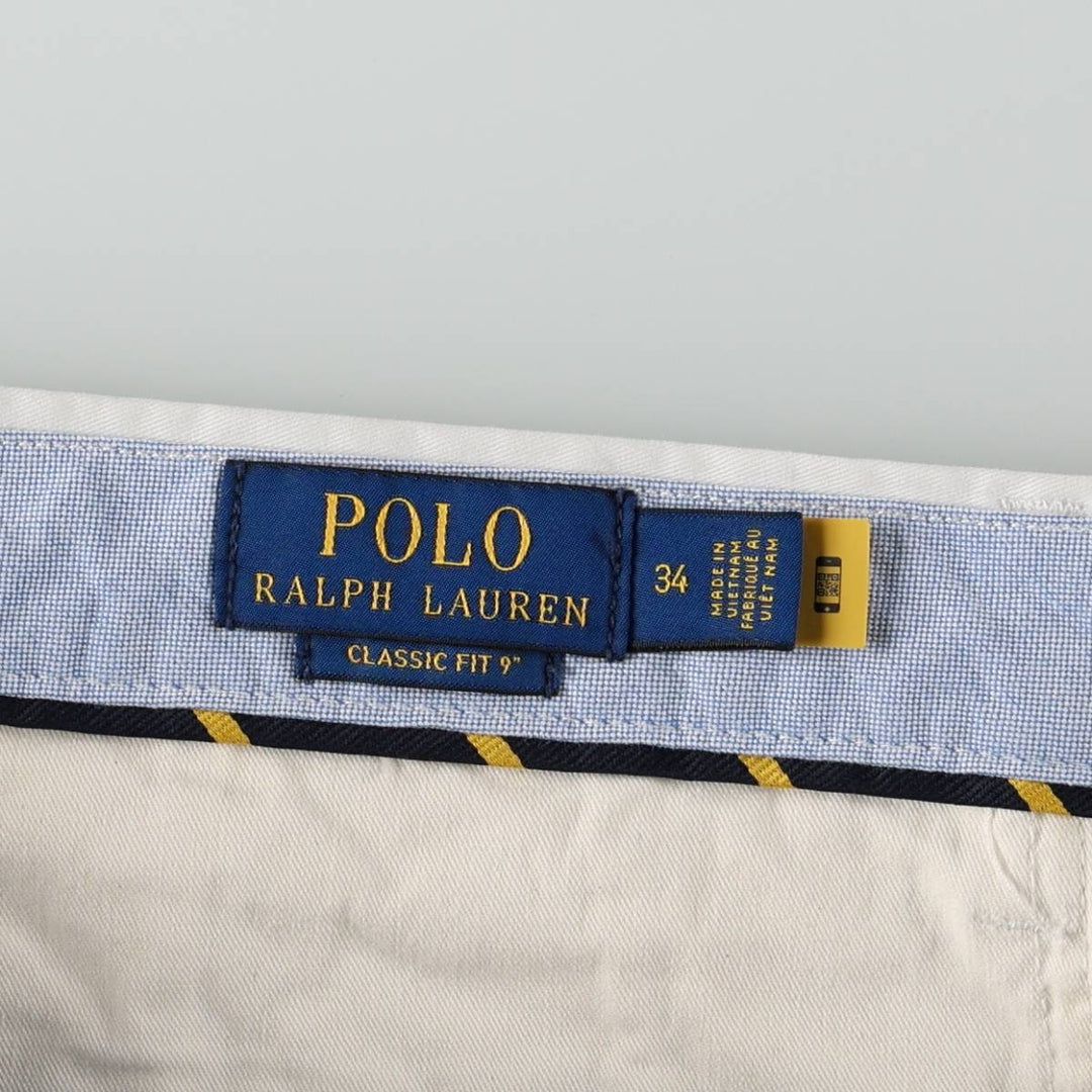 Ralph Lauren POLO RALPH LAUREN CLASSIC FIT 9" Chino Shorts (Men's size W36 equivalent) cotton white type Vintage Second Hand