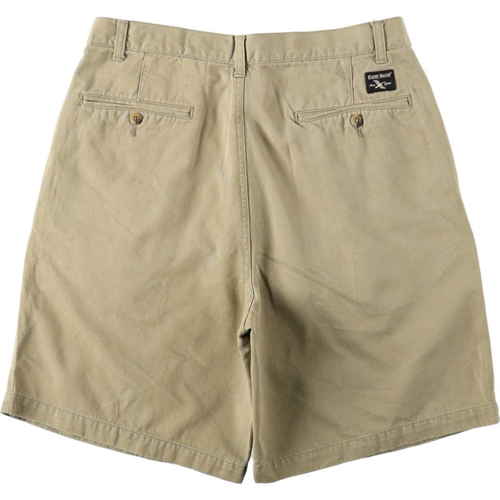 Eddie Bauer Classic Fit Two-Pleat Chino Shorts (Men's W34 equivalent) cotton Beige type Vintage Second Hand