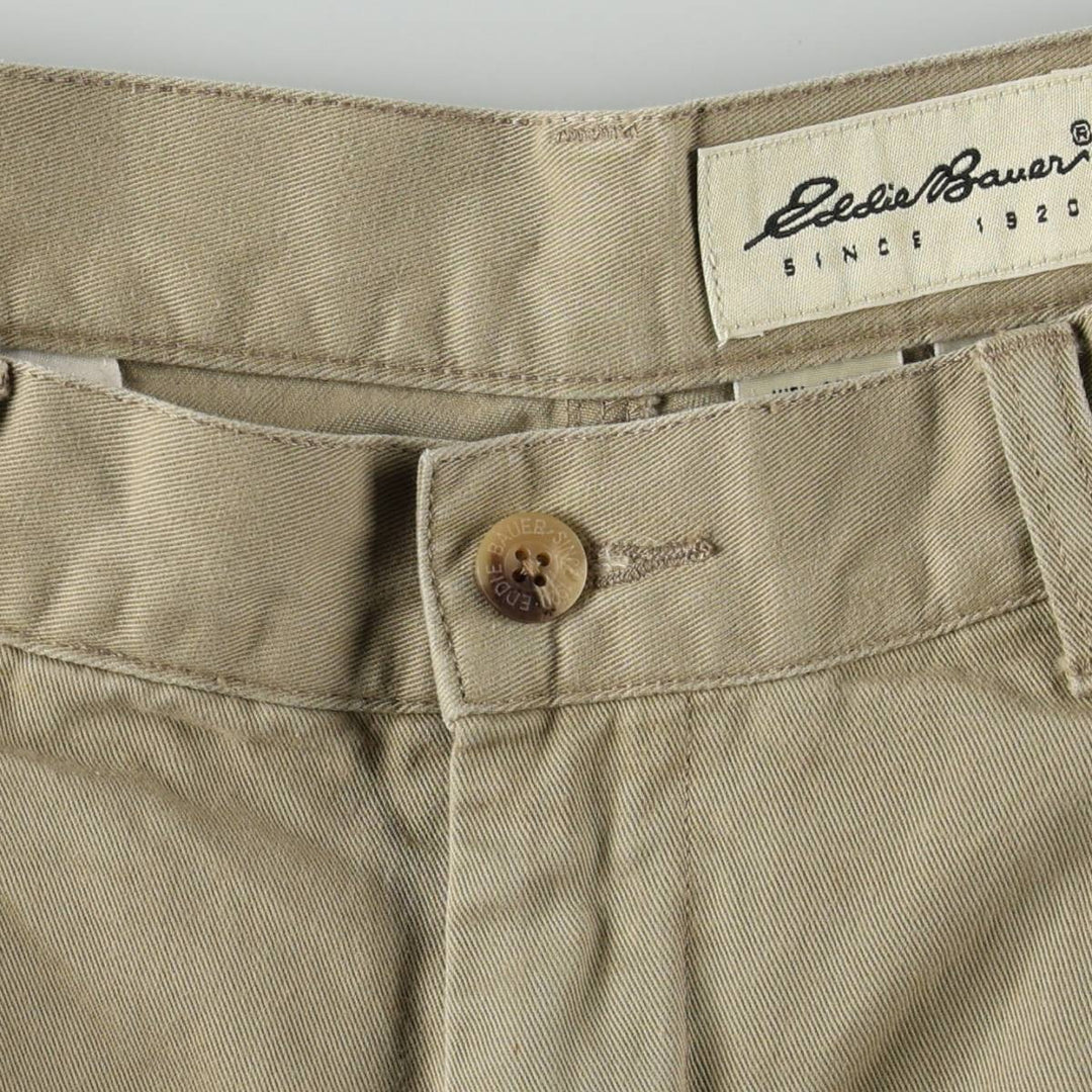 Eddie Bauer Classic Fit Two-Pleat Chino Shorts (Men's W34 equivalent) cotton Beige type Vintage Second Hand