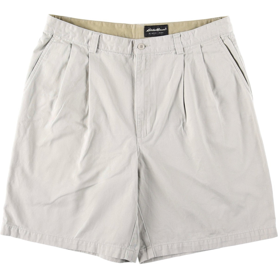 Eddie Bauer Two-Pleat Chino Shorts, Men's Size W36 (approx.) cotton Beige type Vintage Second Hand