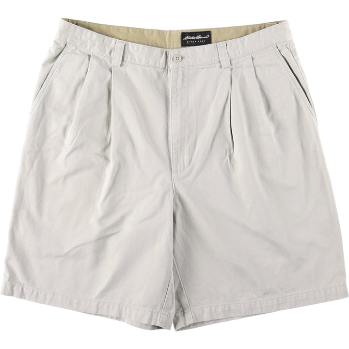 Eddie Bauer Two-Pleat Chino Shorts, Men's Size W36 (approx.) cotton Beige type Vintage Second Hand