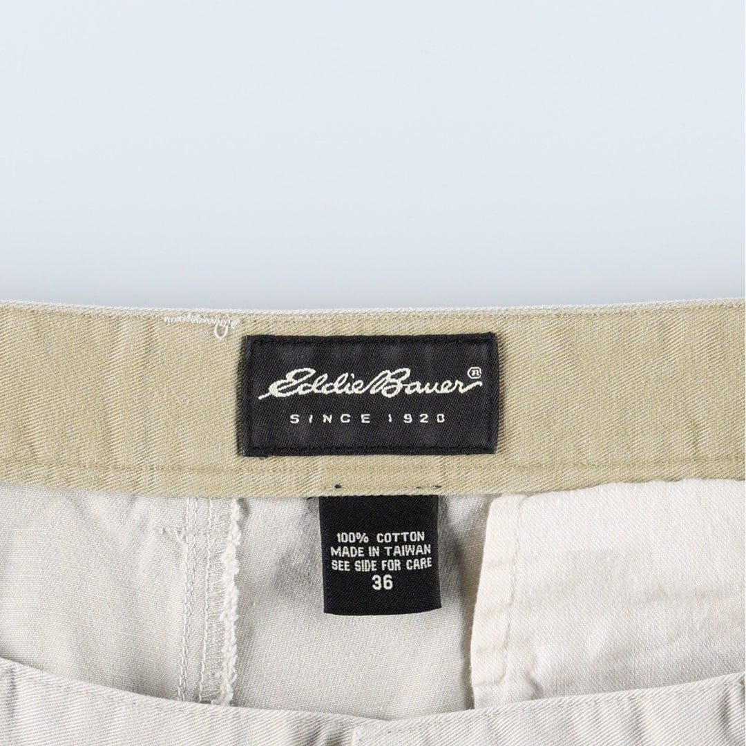Eddie Bauer Two-Pleat Chino Shorts, Men's Size W36 (approx.) cotton Beige type Vintage Second Hand