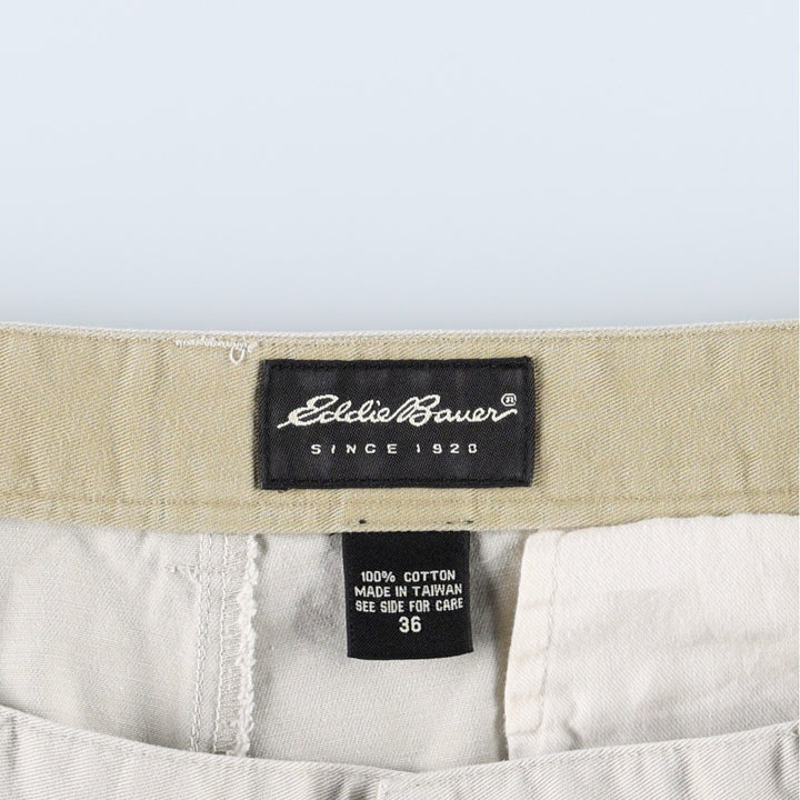 Eddie Bauer Two-Pleat Chino Shorts, Men's Size W36 (approx.) cotton Beige type Vintage Second Hand