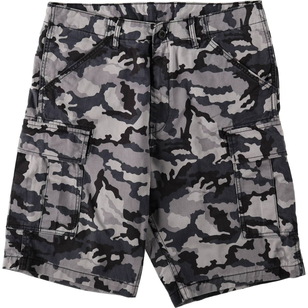 Levi's Camouflage Pattern Woodland Camo Cargo Shorts (Men's W36 equivalent) cotton gray type Vintage Second Hand