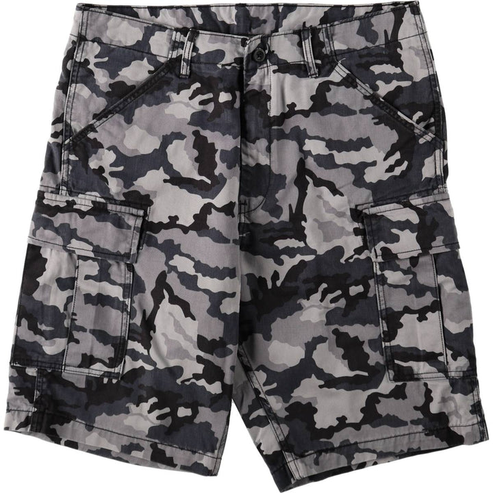 Levi's Camouflage Pattern Woodland Camo Cargo Shorts (Men's W36 equivalent) cotton gray type Vintage Second Hand