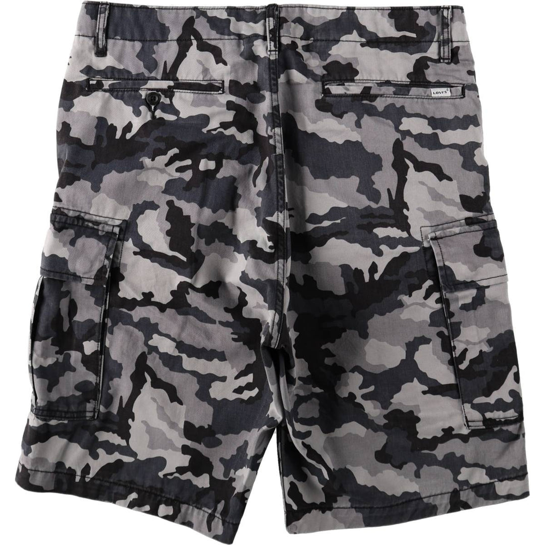 Levi's Camouflage Pattern Woodland Camo Cargo Shorts (Men's W36 equivalent) cotton gray type Vintage Second Hand