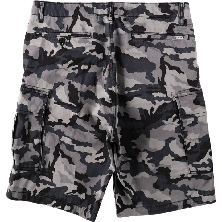 Levi's Camouflage Pattern Woodland Camo Cargo Shorts (Men's W36 equivalent) cotton gray type Vintage Second Hand