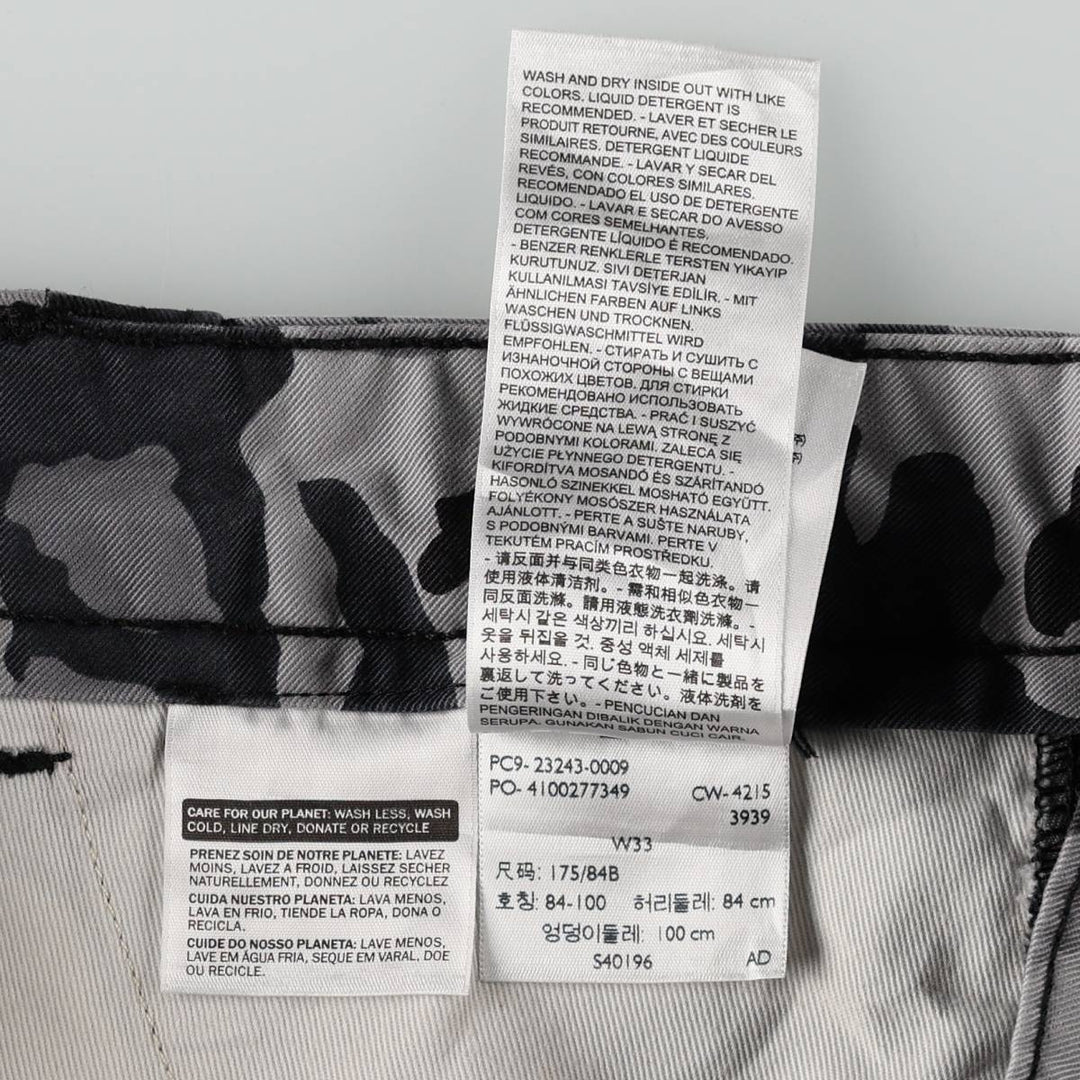 Levi's Camouflage Pattern Woodland Camo Cargo Shorts (Men's W36 equivalent) cotton gray type Vintage Second Hand