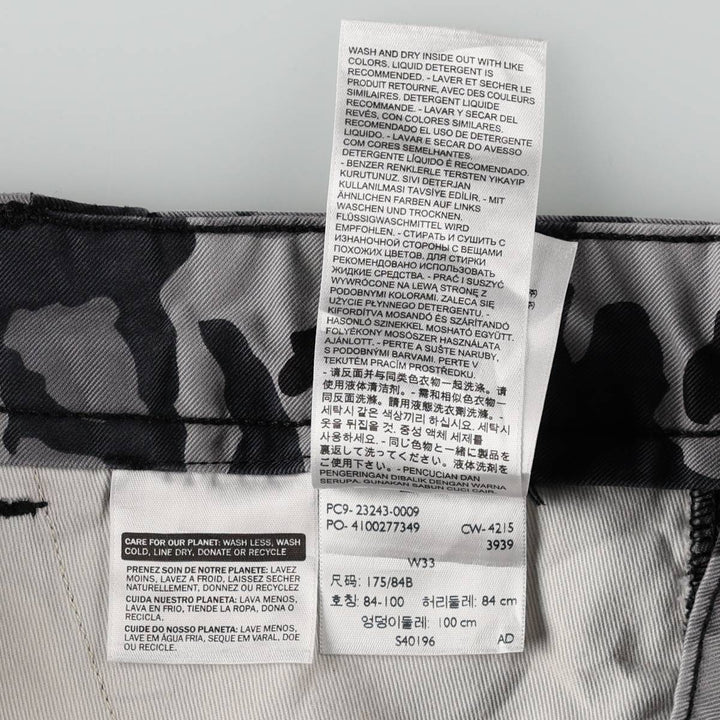 Levi's Camouflage Pattern Woodland Camo Cargo Shorts (Men's W36 equivalent) cotton gray type Vintage Second Hand
