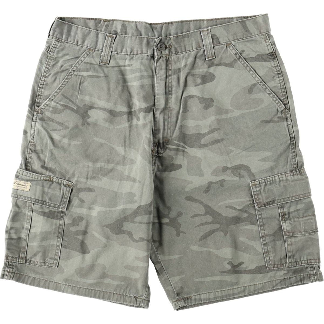 Wrangler Camouflage Pattern Woodland Camo Cargo Shorts (Men's W37 equivalent) cotton Khaki type Vintage Second Hand