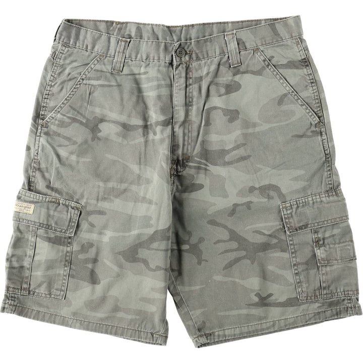 Wrangler Camouflage Pattern Woodland Camo Cargo Shorts (Men's W37 equivalent) cotton Khaki type Vintage Second Hand