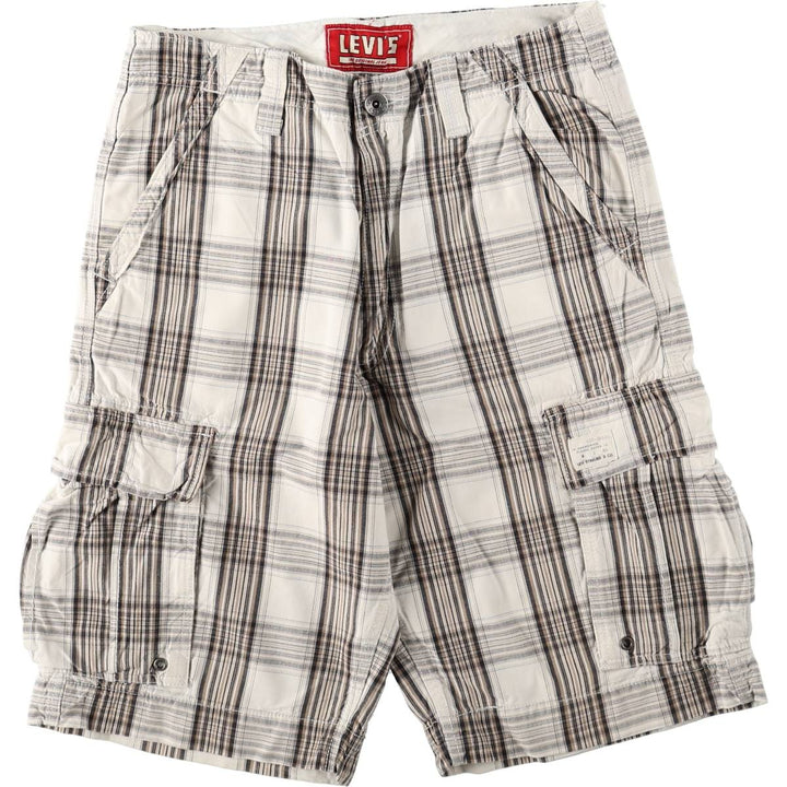 Levi's CARGO Check Pattern Cargo Shorts, Men's Size W33 (approx.) cotton white type Vintage Second Hand