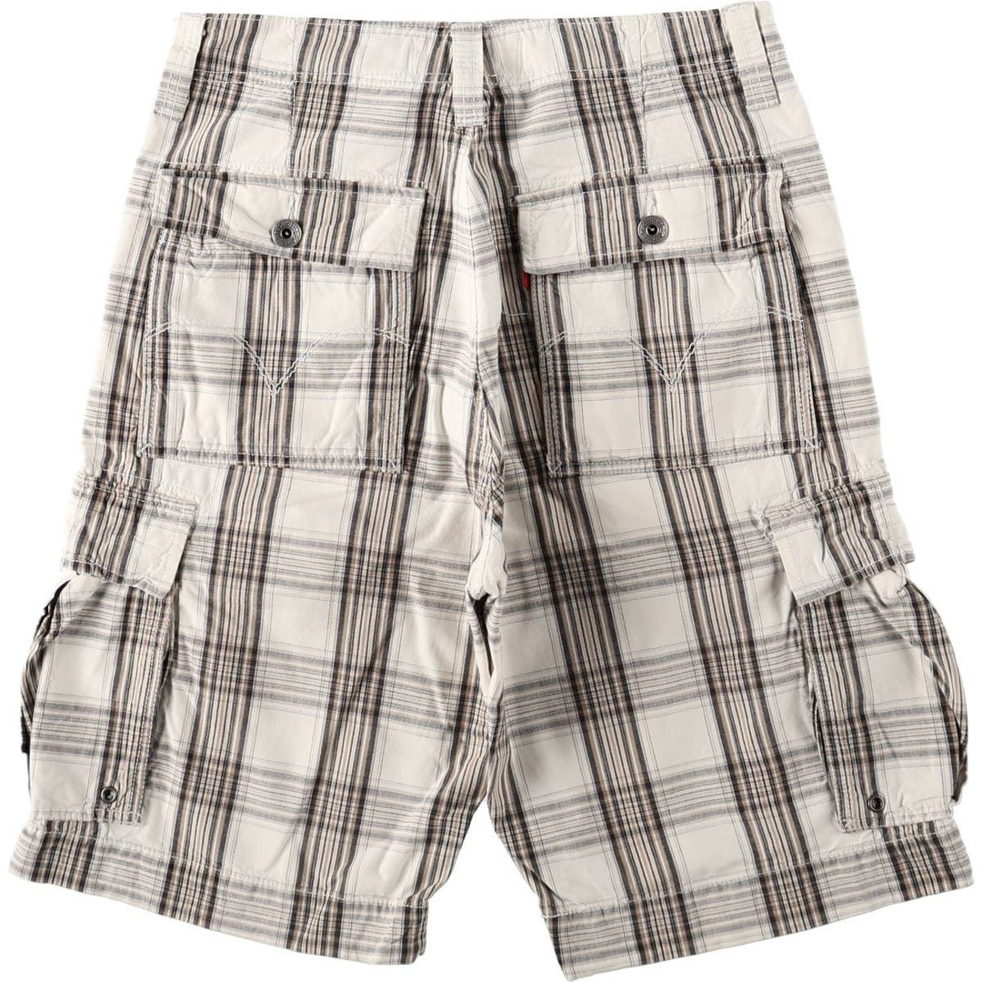 Levi's CARGO Check Pattern Cargo Shorts, Men's Size W33 (approx.) cotton white type Vintage Second Hand