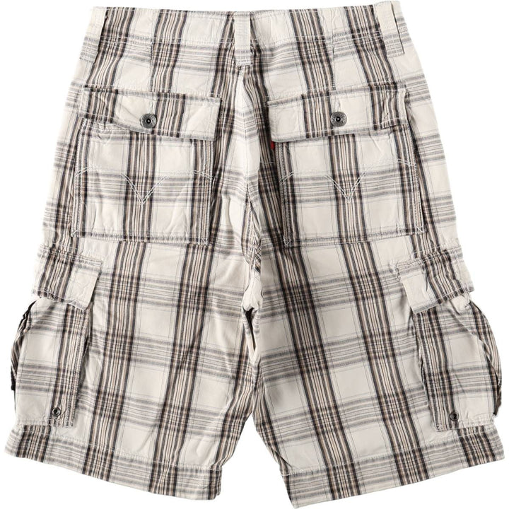 Levi's CARGO Check Pattern Cargo Shorts, Men's Size W33 (approx.) cotton white type Vintage Second Hand