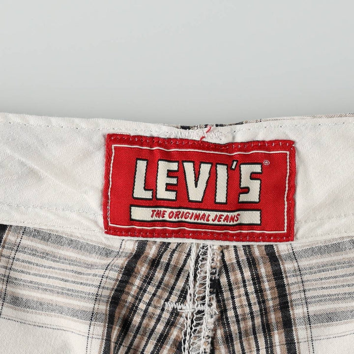Levi's CARGO Check Pattern Cargo Shorts, Men's Size W33 (approx.) cotton white type Vintage Second Hand