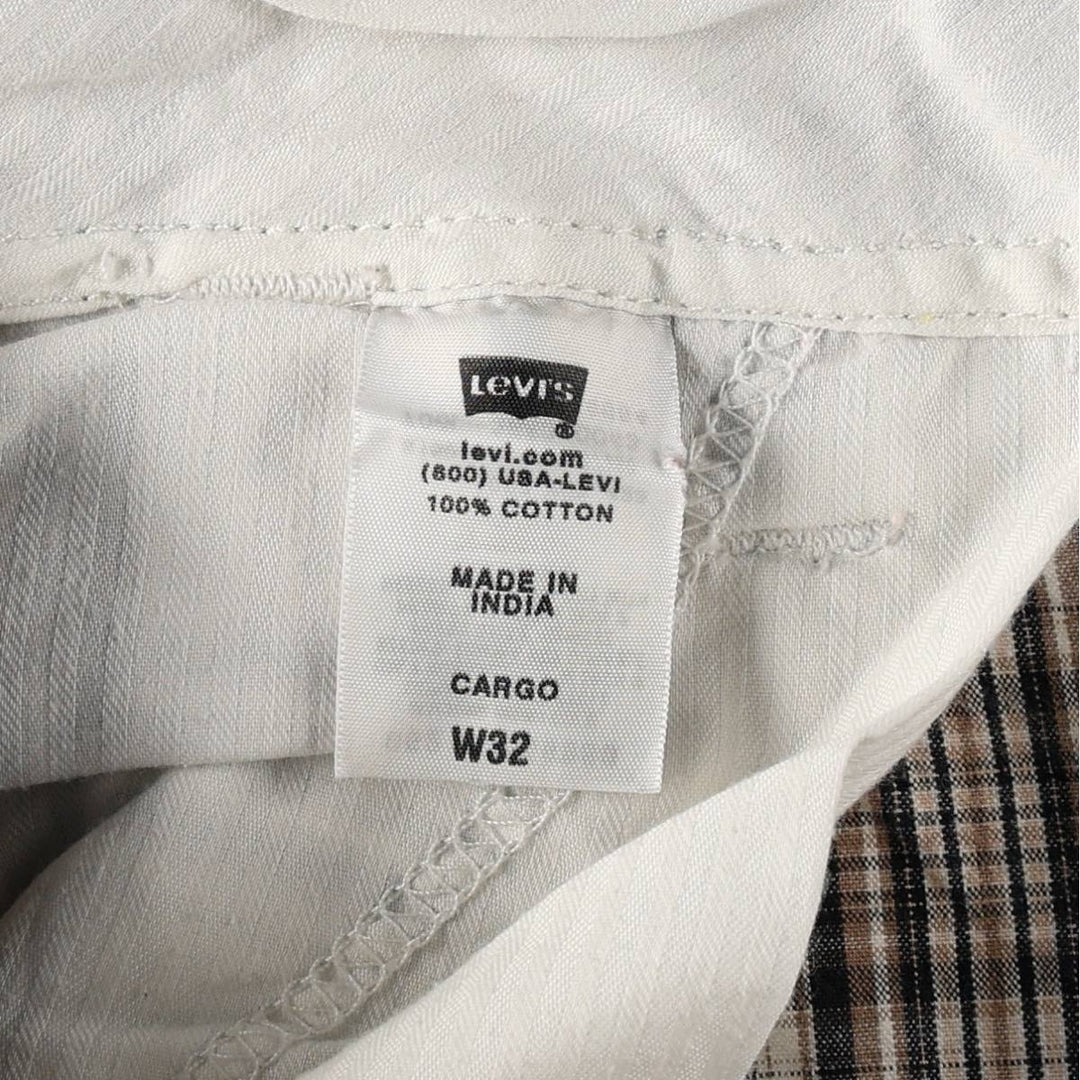 Levi's CARGO Check Pattern Cargo Shorts, Men's Size W33 (approx.) cotton white type Vintage Second Hand