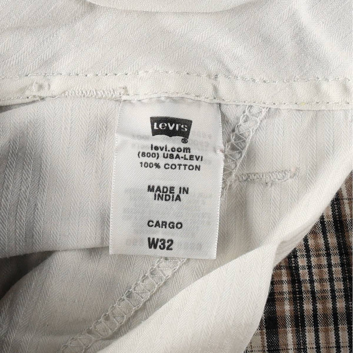 Levi's CARGO Check Pattern Cargo Shorts, Men's Size W33 (approx.) cotton white type Vintage Second Hand