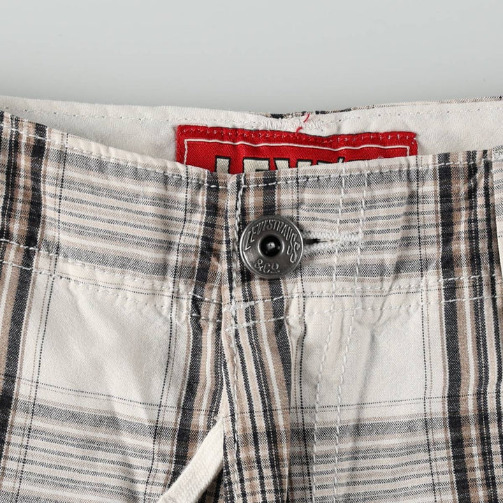 Levi's CARGO Check Pattern Cargo Shorts, Men's Size W33 (approx.) cotton white type Vintage Second Hand