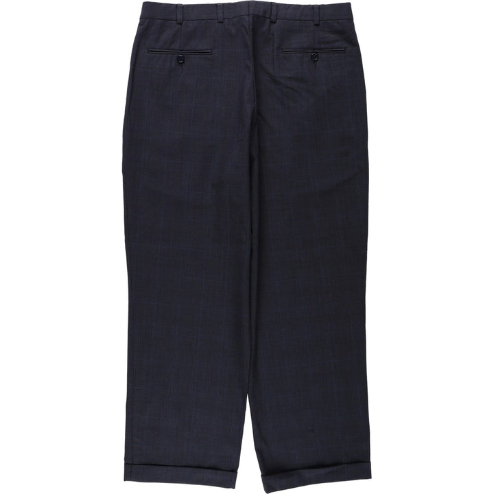 1980'S Brooks Brothers 346 Check Pattern Two-Pleat Wool Trousers, Men's Size W34 (approx.), Vintage wool navy blue type Vintage Second Hand