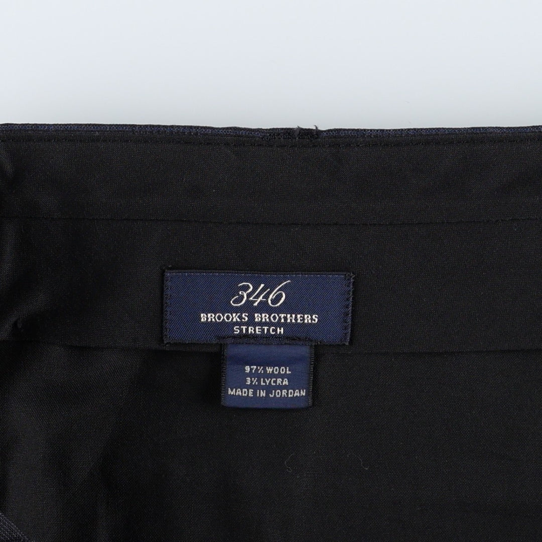 1980'S Brooks Brothers 346 Check Pattern Two-Pleat Wool Trousers, Men's Size W34 (approx.), Vintage wool navy blue type Vintage Second Hand