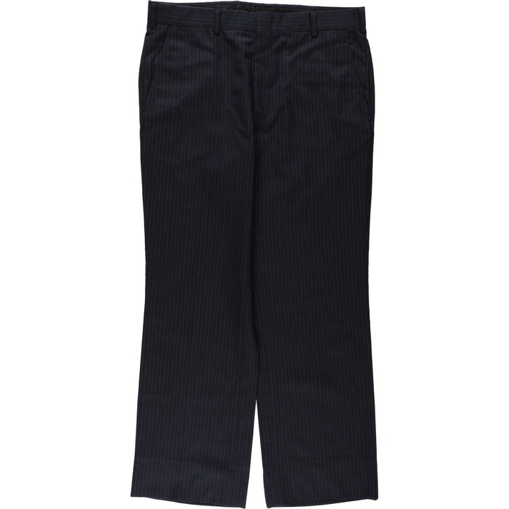 ~1980'S Striped Pattern Slacks Pants Men's W35 (approx.) Vintage unclear navy blue type Vintage Second Hand