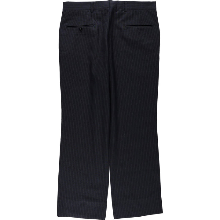 ~1980'S Striped Pattern Slacks Pants Men's W35 (approx.) Vintage unclear navy blue type Vintage Second Hand