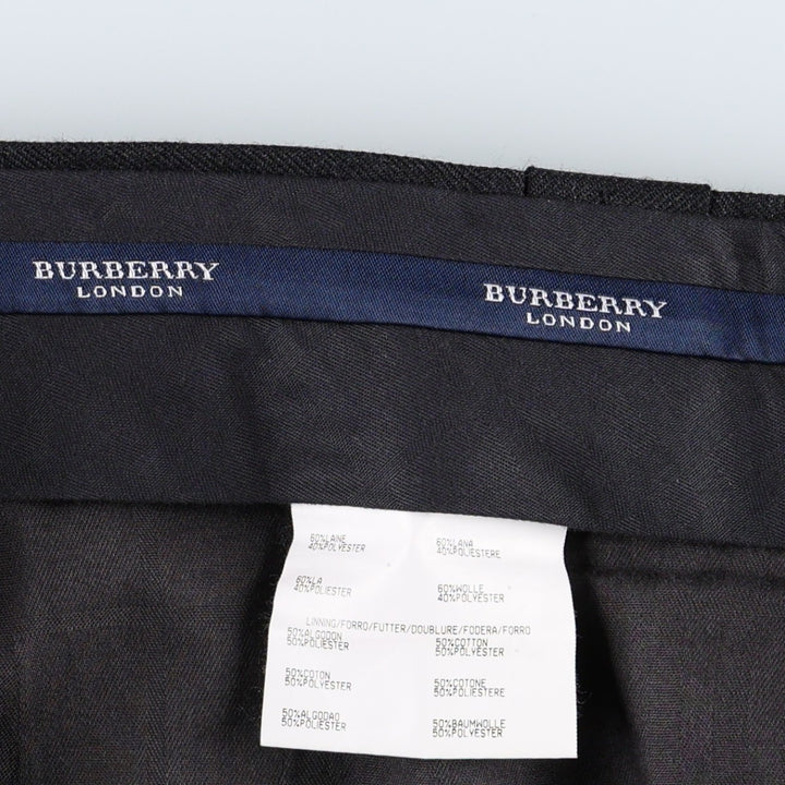 Burberry's BURBERRY LONDON two-pleat wool trousers/slacks, made in Spain, men's size W37 (approx.) wool Charcoal Vintage Second Hand