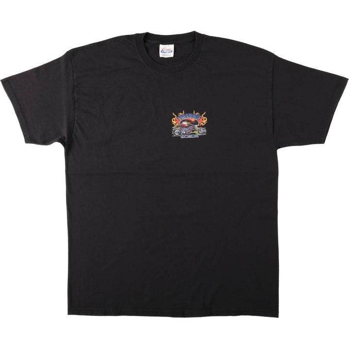 Hanes Fire Pattern Motorcycle Bike T-Shirt, Men's Size XL (approx.) cotton black type Vintage Second Hand