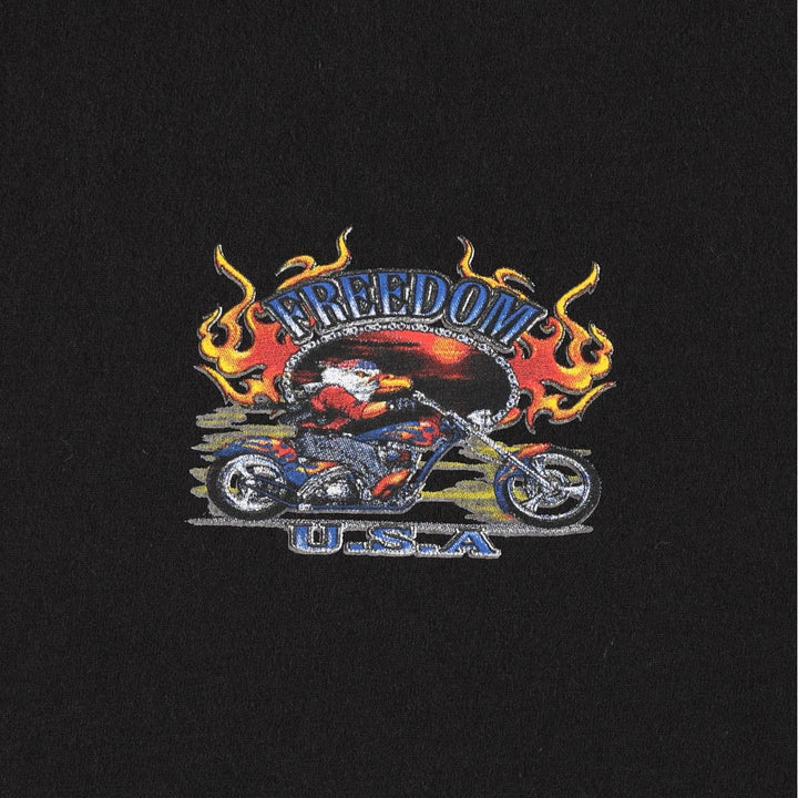 Hanes Fire Pattern Motorcycle Bike T-Shirt, Men's Size XL (approx.) cotton black type Vintage Second Hand