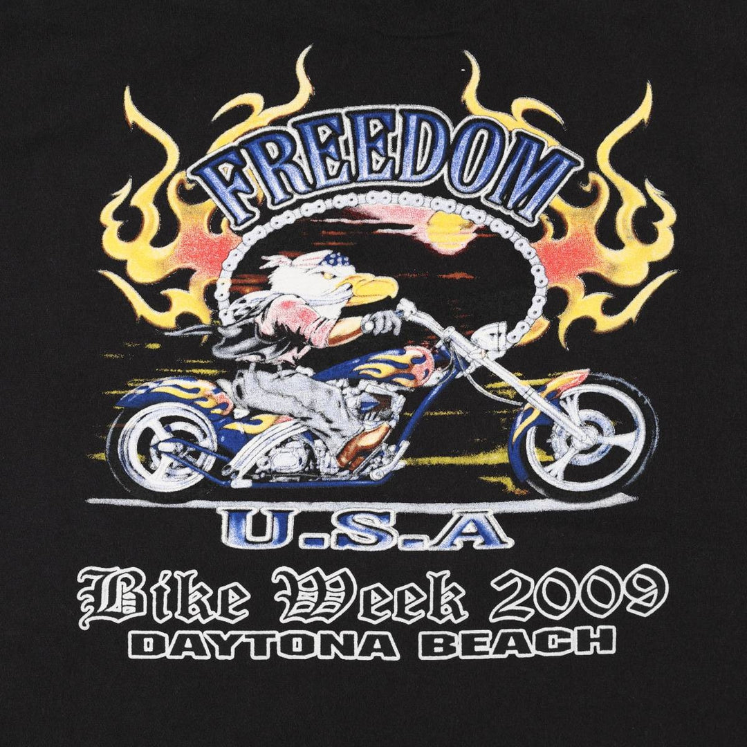 Hanes Fire Pattern Motorcycle Bike T-Shirt, Men's Size XL (approx.) cotton black type Vintage Second Hand