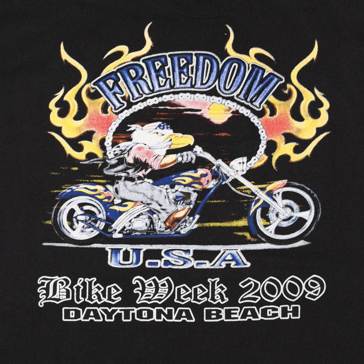 Hanes Fire Pattern Motorcycle Bike T-Shirt, Men's Size XL (approx.) cotton black type Vintage Second Hand