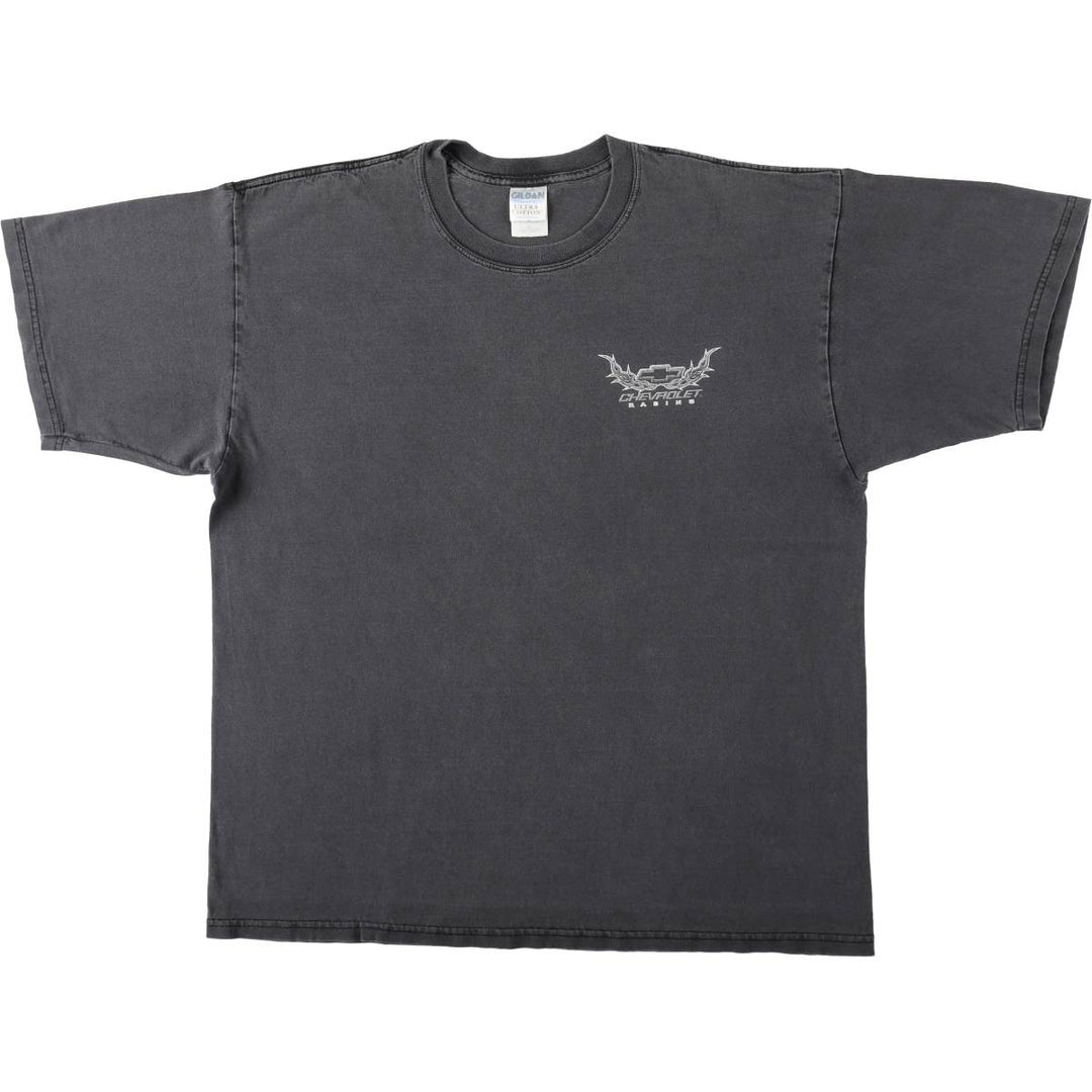 2000'S Gildan Chevrolet Fire Pattern Motorcycle T-Shirt, Men's Size XL (approx.) cotton black type Vintage Second Hand