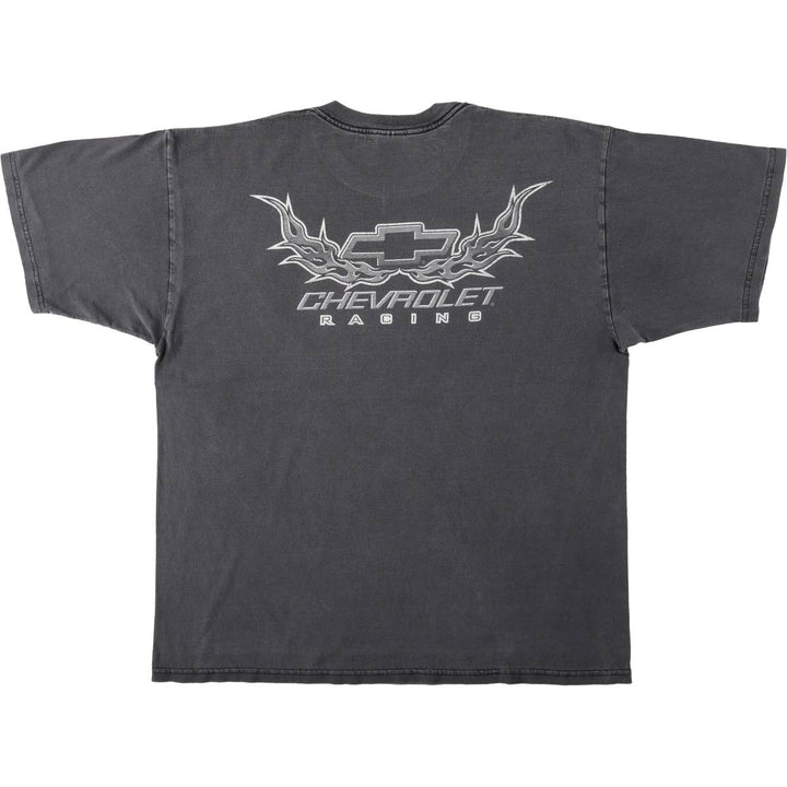 2000'S Gildan Chevrolet Fire Pattern Motorcycle T-Shirt, Men's Size XL (approx.) cotton black type Vintage Second Hand