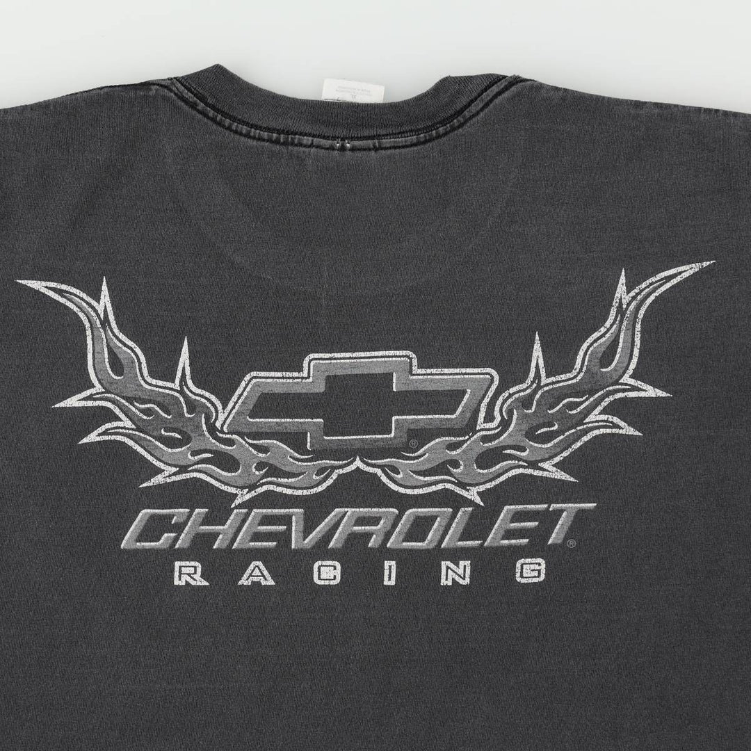 2000'S Gildan Chevrolet Fire Pattern Motorcycle T-Shirt, Men's Size XL (approx.) cotton black type Vintage Second Hand