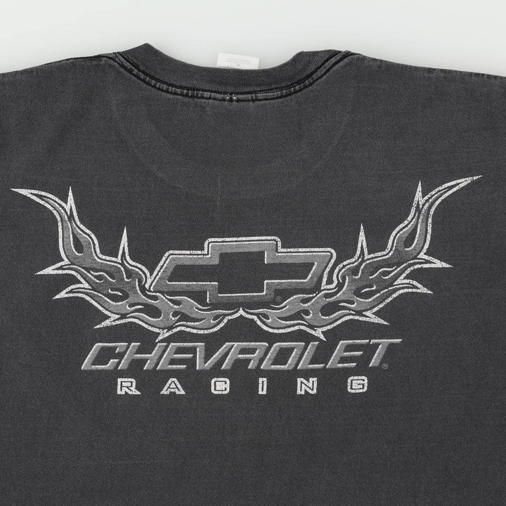2000'S Gildan Chevrolet Fire Pattern Motorcycle T-Shirt, Men's Size XL (approx.) cotton black type Vintage Second Hand