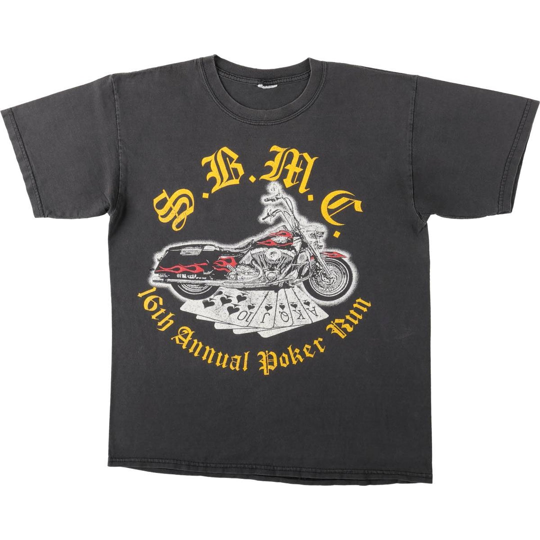 Poker Run Motorcycle Bike T-Shirt (Men's Size M) unclear black type Vintage Second Hand