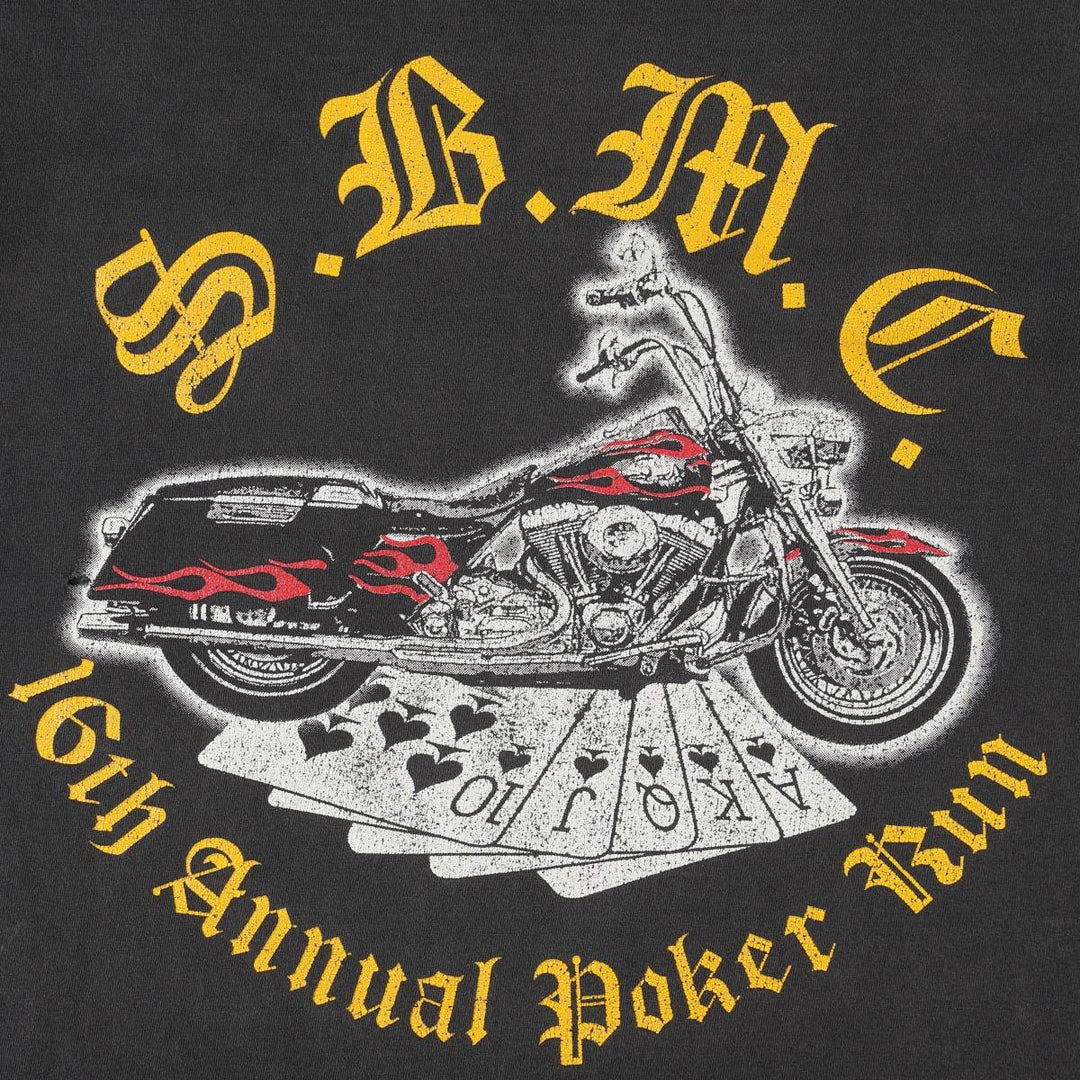Poker Run Motorcycle Bike T-Shirt (Men's Size M) unclear black type Vintage Second Hand