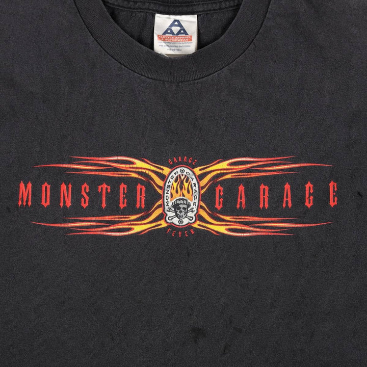 2000'S ALSTYLE MONSTER GARAGE Motorcycle T-shirt, Made in USA, Men's XL equivalent. cotton black type Vintage Second Hand