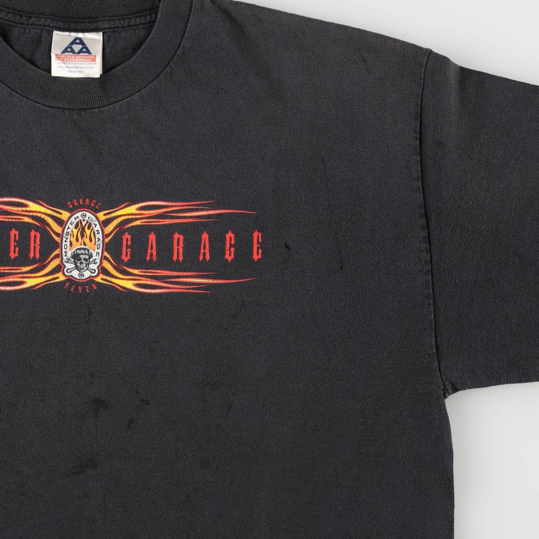 2000'S ALSTYLE MONSTER GARAGE Motorcycle T-shirt, Made in USA, Men's XL equivalent. cotton black type Vintage Second Hand