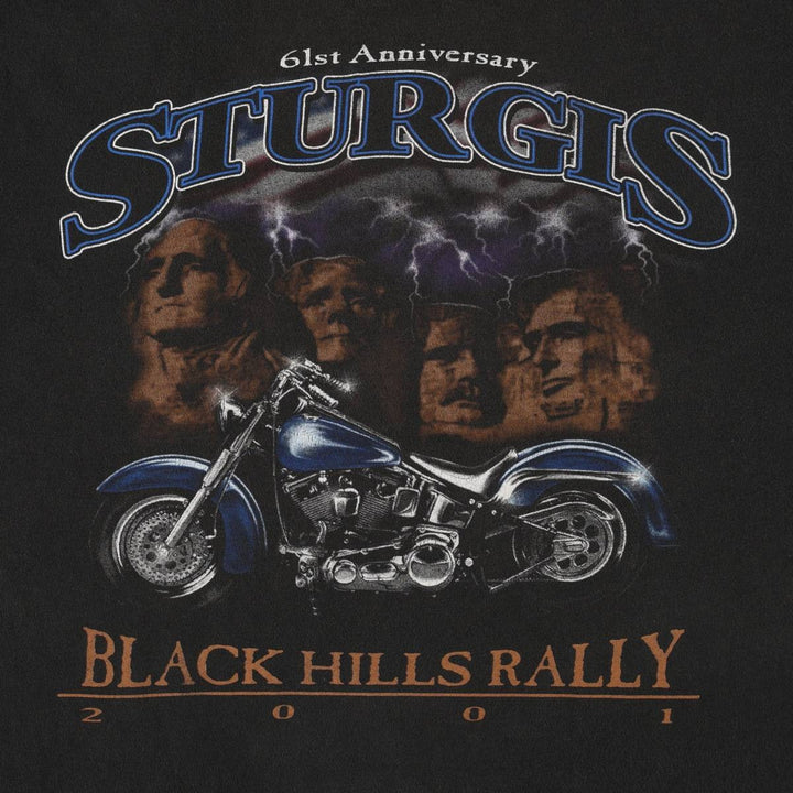 90'S Sturgis Motorcycle Rally Eagle Pattern Motorcycle T-Shirt, Made in USA, Men's Size M cotton black type Vintage Second Hand