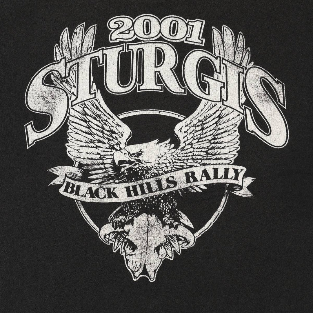 90'S Sturgis Motorcycle Rally Eagle Pattern Motorcycle T-Shirt, Made in USA, Men's Size M cotton black type Vintage Second Hand