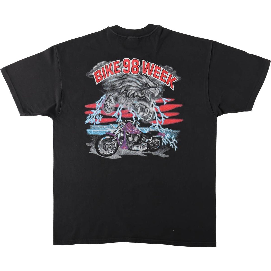 Hanes BEEFY-T Eagle Pattern Bike Week Motorcycle T-Shirt, Men's XL (approx.) cotton black type Vintage Second Hand