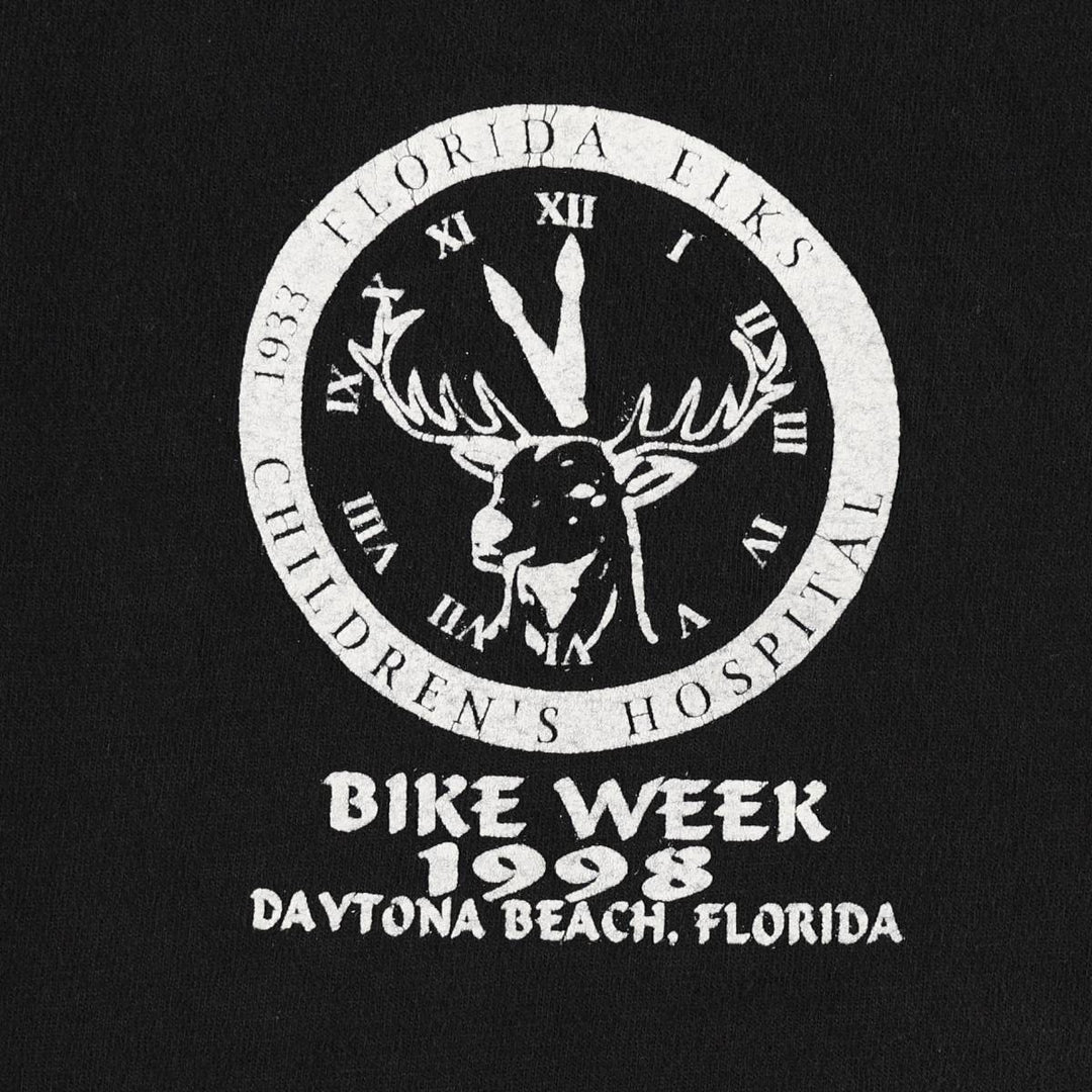 Hanes BEEFY-T Eagle Pattern Bike Week Motorcycle T-Shirt, Men's XL (approx.) cotton black type Vintage Second Hand