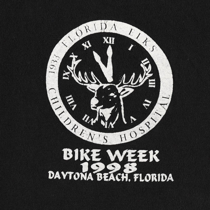 Hanes BEEFY-T Eagle Pattern Bike Week Motorcycle T-Shirt, Men's XL (approx.) cotton black type Vintage Second Hand
